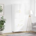 vidaXL Vysoká skrinka biela 69,5x34x180 cm spracované drevo