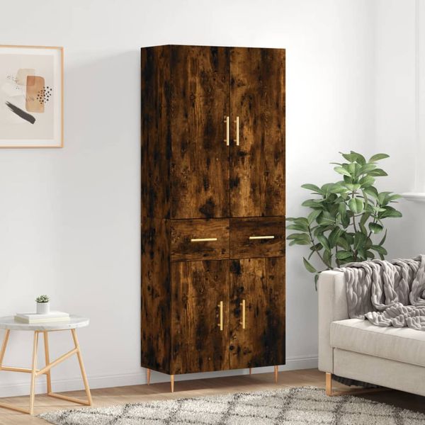 vidaXL Vysoká skrinka dymový dub 69,5x34x180 cm spracované drevo