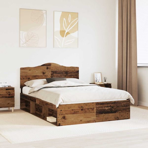 vidaXL Rám postele Staré drevo 160 x 200 cm Masívne borovicové drevo