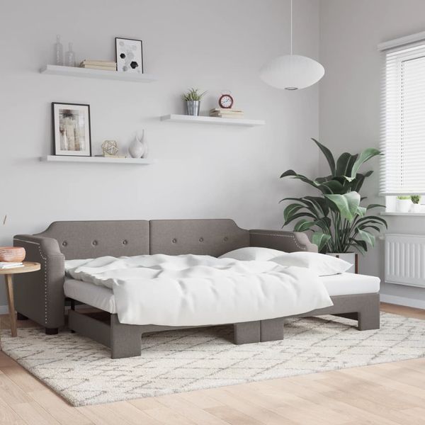 vidaXL Denná posteľ s rozkladacou posteľou sivohnedá 90x200 cm látka