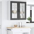 vidaXL Nástenný sklenený kabinet PORTO Čierna 80 x 31 x 80 cm