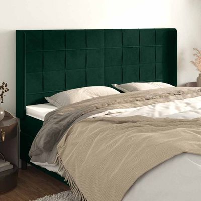 vidaXL Čelo postele so záhybmi tmavozelený 163x16x118/128 cm zamat