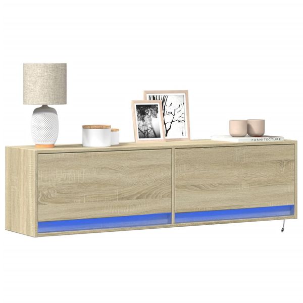vidaXL TV nástenná skrinka s LED svetlami dub sonoma 140x31x38 cm