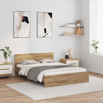 vidaXL Rám postele Remeselný dub 150 x 200 cm Kompozitné drevo