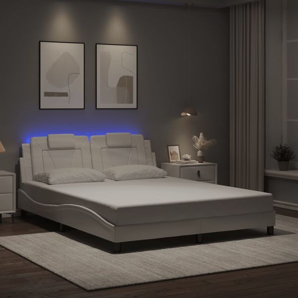 vidaXL Rám postele Viana s LED bez matraca biely 160x200 cm