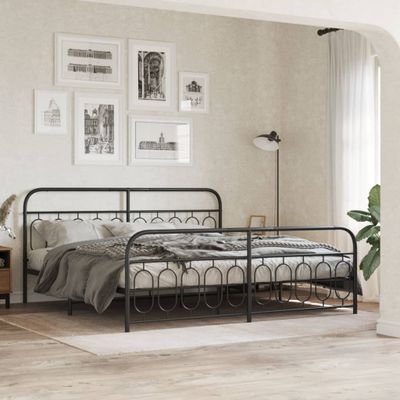 vidaXL Kovový rám postele s čelom a podnožkou čierny 200x200 cm