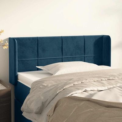 vidaXL Čelo postele so záhybmi tmavomodrá 103x16x78/88 cm zamat