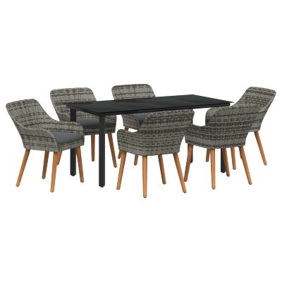 vidaXL Záhradný jedálenský set s vankúšom 7 pcs Sivá polyratan