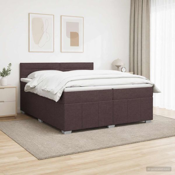 vidaXL LED boxspring posteľ s matracom Tmavohnedá 200 x 200 cm Látka