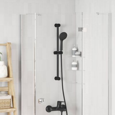 vidaXL Držiak na sprchovú hlavu Čierna 71 cm Nehrdzavejúca oceľ