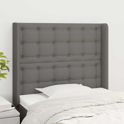 vidaXL Čelo postele so záhybmi tmavosivé 103 x 16 x 118/128 cm látka