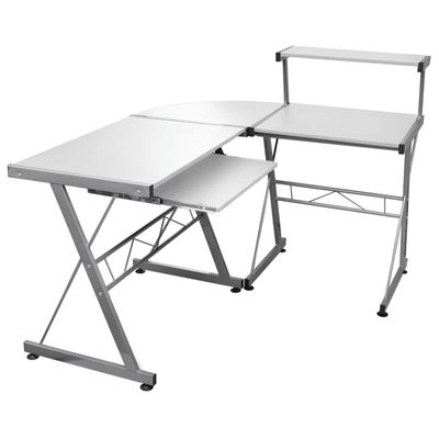 vidaXL Rohový počítačový stôl biely 132x112x99 cm spracované drevo