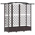 vidaXL Vyvýšený záhon s mriežkou a strechou Hnedá 163 x 40 x 123 cm PP