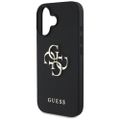 Puzdro Guess Hardcase PU so zrnitou štruktúrou Big 4G a klasickým logom pre iPhone 16 6,1" čierna