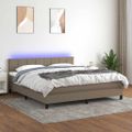 vidaXL Posteľ boxsping s matracom a LED sivohnedá 160x200 cm látka