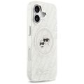 Puzdro Karl Lagerfeld Magsafe IML trblietavé puzdro s kovovým rámom a tlačidlami, hlavy Karla a Choupette na opakovanom logu KL pre iPhone 17 sivá