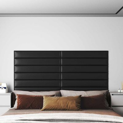 vidaXL Nástenný čelník 12 pcs 90 x 15 cm Čierny látka