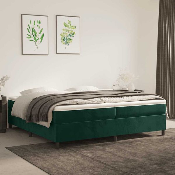 vidaXL Posteľný rám boxsping s matracom tmavozelený 200x200 cm zamat