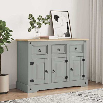 vidaXL Komoda Corona, sivá 112x43x78 cm, masívna mexická borovica
