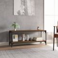 vidaXL TV skrinka hnedý dub 100x33x41 cm spracované drevo a oceľ