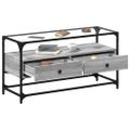 vidaXL TV skrinka sklenená doska sivá sonoma 98x35x51 cm kompoz. drevo