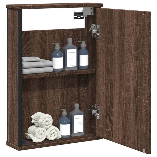 vidaXL Kúpeľňová skrinka so zrkadlom hnedý dub 42x12x60 cm komp. drevo
