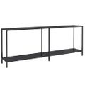 vidaXL Konzolový stolík čierny 200x35x75,5 cm tvrdené sklo