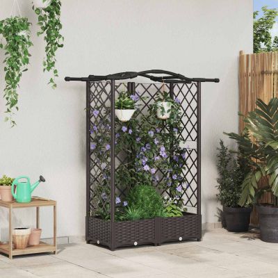 vidaXL Vyvýšený záhon s mriežkou a strechou Hnedá 124 x 40 x 123 cm PP