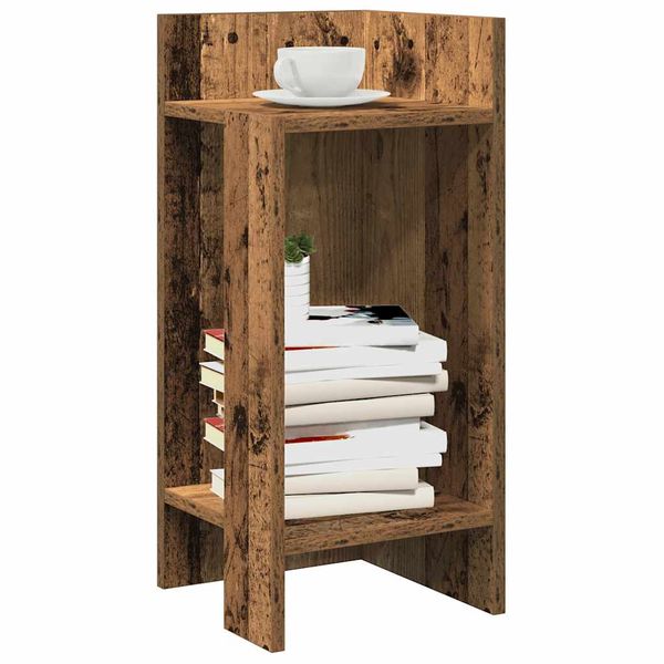 vidaXL Bočné stolíky 2 ks s policou staré drevo 25,5x27x60 cm