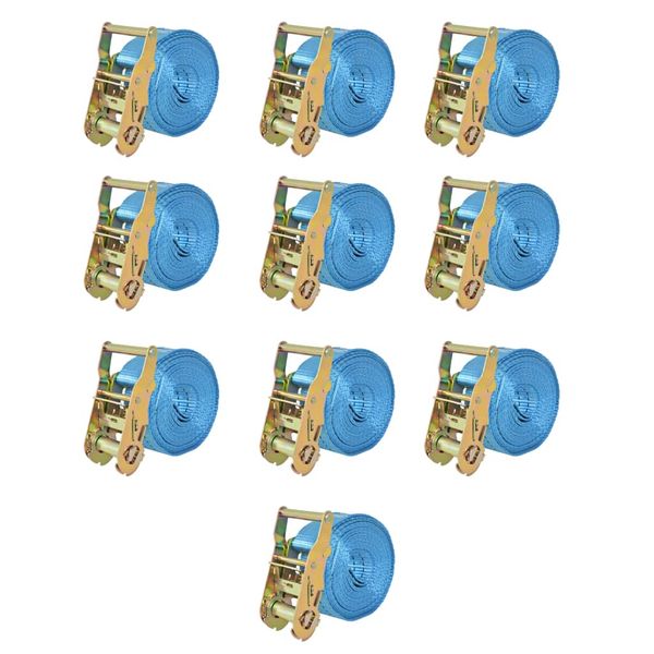 vidaXL Upínacie popruhy s račňou 10 ks, 2 tony, 6mx38mm, modré