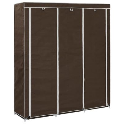 vidaXL Šatník s priehradkami a tyčami hnedý látkový 150x45x175 cm