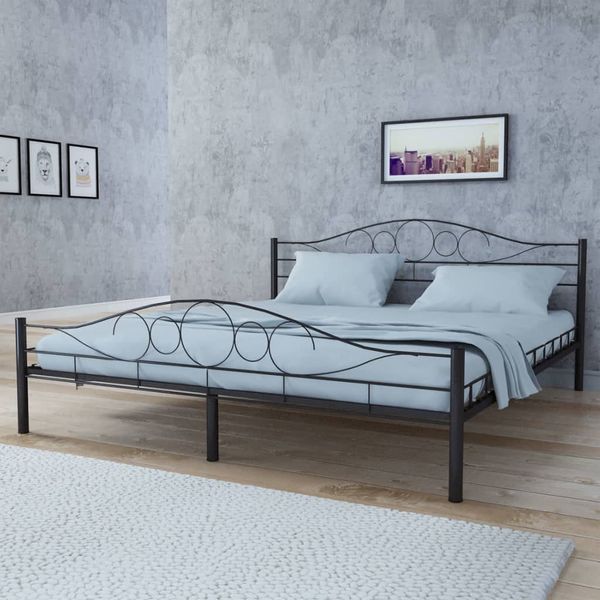 vidaXL Posteľ s matracom, čierna, oceľ s práškovou úpravou 140x200 cm