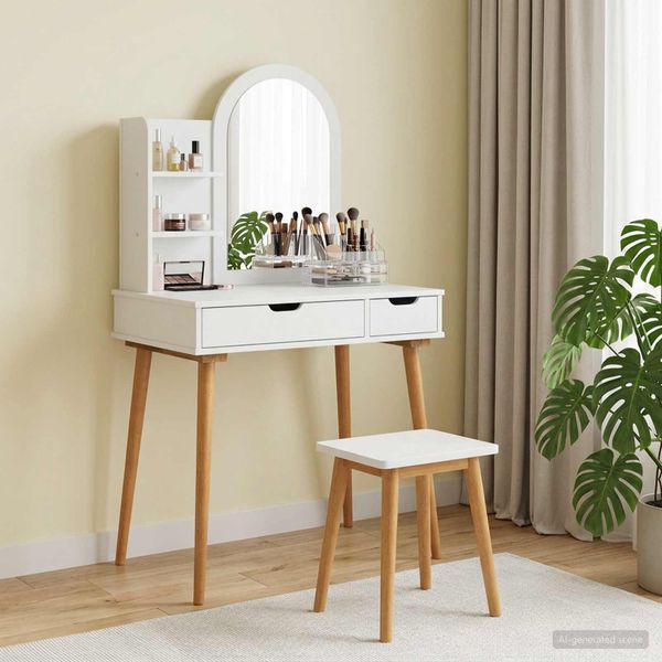 vidaXL Sada toaletného stolíka FAUSKE 3 ks Biela 76 x 50 x 143 cm