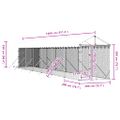 vidaXL Vonkajší koterec pre psov so strechou striebor. 2x14x2,5m oceľ