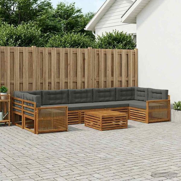 vidaXL Záhradná súprava gaučov s vankúšom 8 pcs Prírodná a antracitová