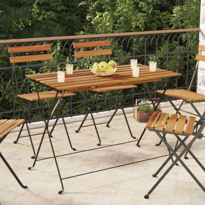 vidaXL Skladací bistro stolík 100x54x71 cm akáciový masív a oceľ