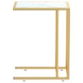 vidaXL Počítačový bočný stolík biely mramor 50x35x65 cm tvrdené sklo
