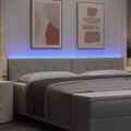 vidaXL LED hlavová doska s LED pásikmi Svetlosivá 200 cm Zamat