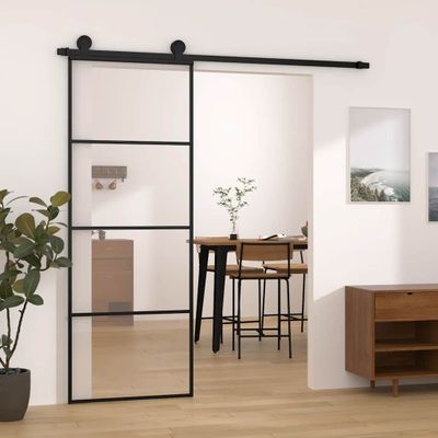 vidaXL Posuvné dvere s kovaním 76x205 cm ESG sklo a hliník