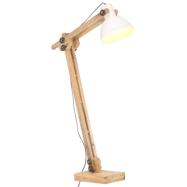vidaXL Stojanová lampa biela masívne mangovníkové drevo E27