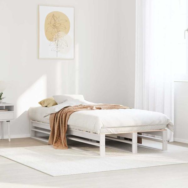 vidaXL Posteľ bez matraca biela 75x190 cm masívna borovica