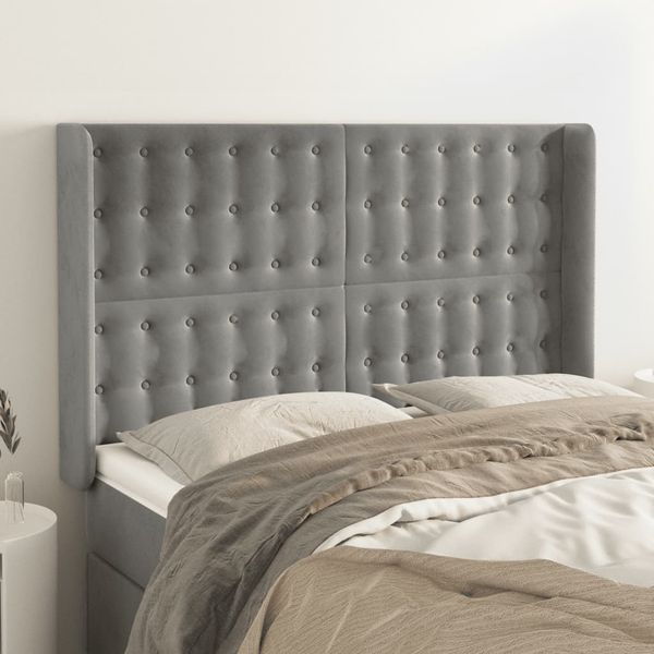 vidaXL Čelo postele so záhybmi bledosivé 147x16x118/128 cm zamat