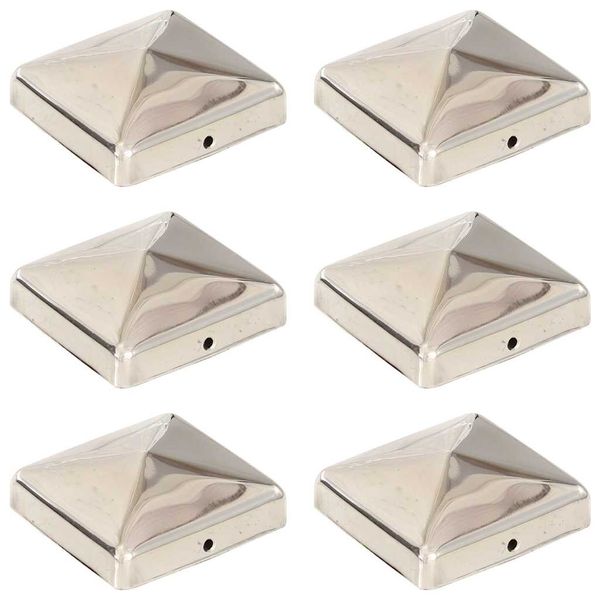 vidaXL Pyramídové krytky na plotové stĺpiky 6 ks 71x71 mm nehrdzavejúca oceľ