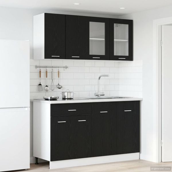 vidaXL Kuchynská jednotka Lyon 4 pcs Čierny dub Kompozitné drevo