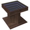 vidaXL Konferenčný stolík s LED hnedý dub 50x50x45 cm kompozitné drevo