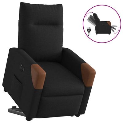 vidaXL Elektrické zdvíhacie sklápacie kreslo čierne látka