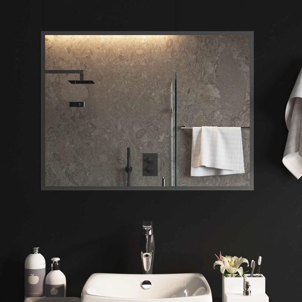vidaXL Zrkadlo do kúpeľne s LED Priehľadná 80 x 60 cm tvrdené sklo
