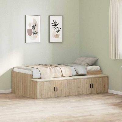 vidaXL Rám postele so zásuvkou Sonoma dub 90 x 200 cm Kompozitné drevo