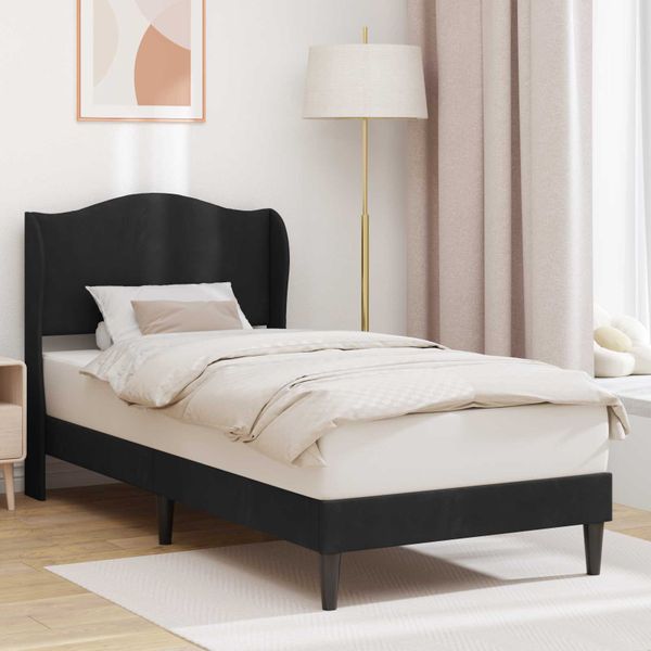 vidaXL Rám postele s čelnou doskou Čierna 100 x 200 cm Zamat