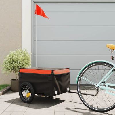 vidaXL Vozík za bicykel, čierno oranžový 30 kg, železo